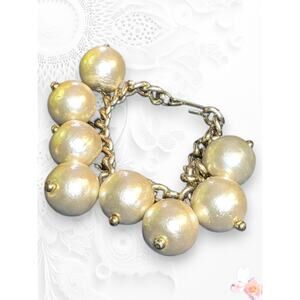 Vintage Faux Pearl Statement Bracelet Gold Tone 363